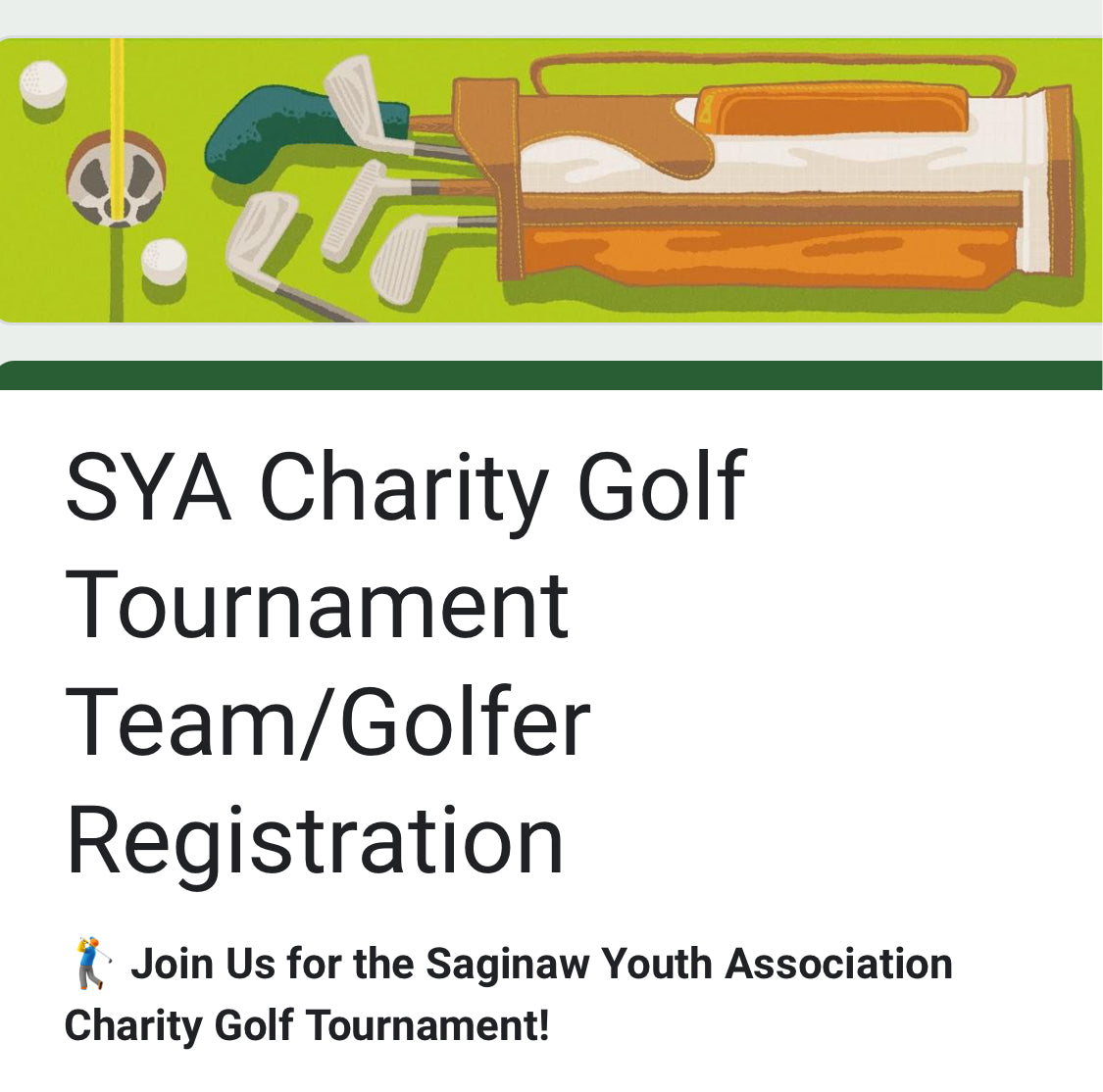 SYA Charity Golf Tournament Individual Golfer Registration