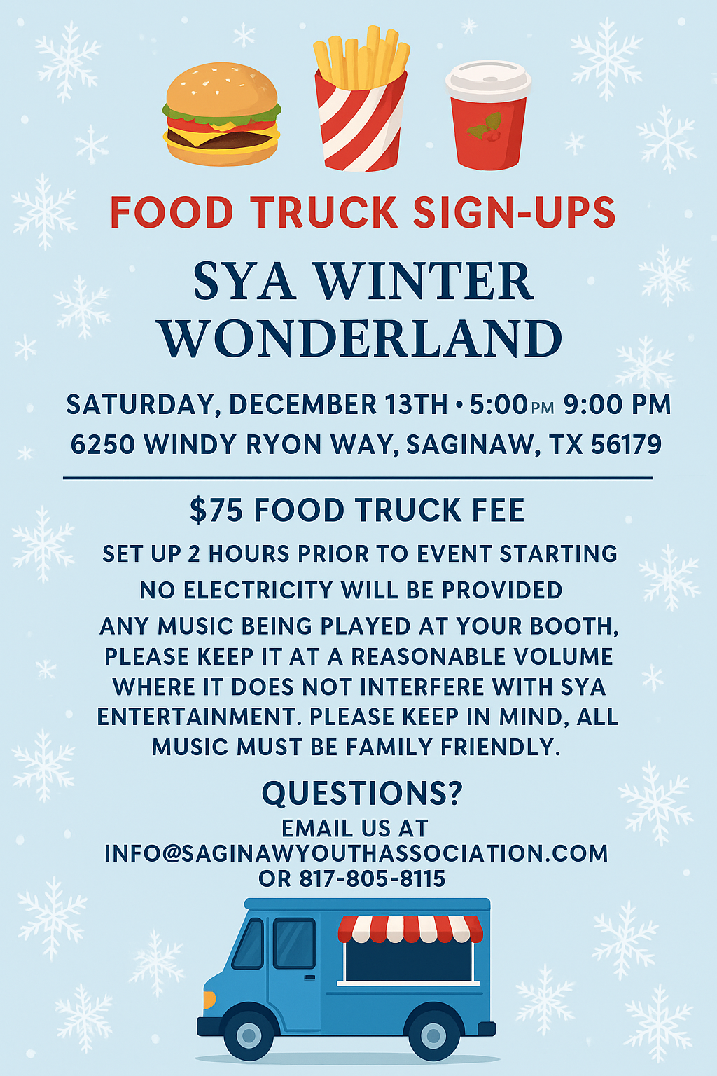 Food Truck Signup - SYA Winter Wonderland